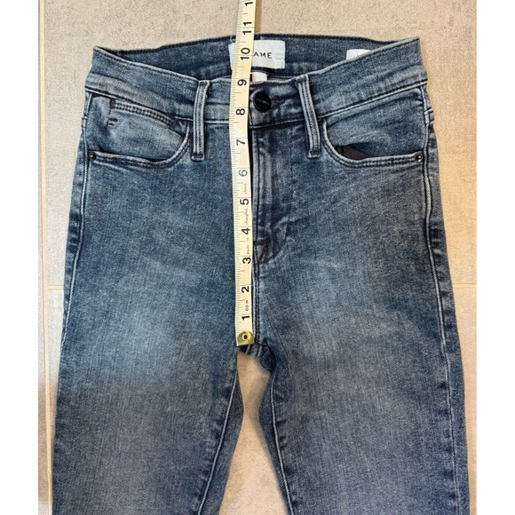 Frame Le High Skinny Jean Medium Wash Raw Hem Size 24 - Picture 8 of 14